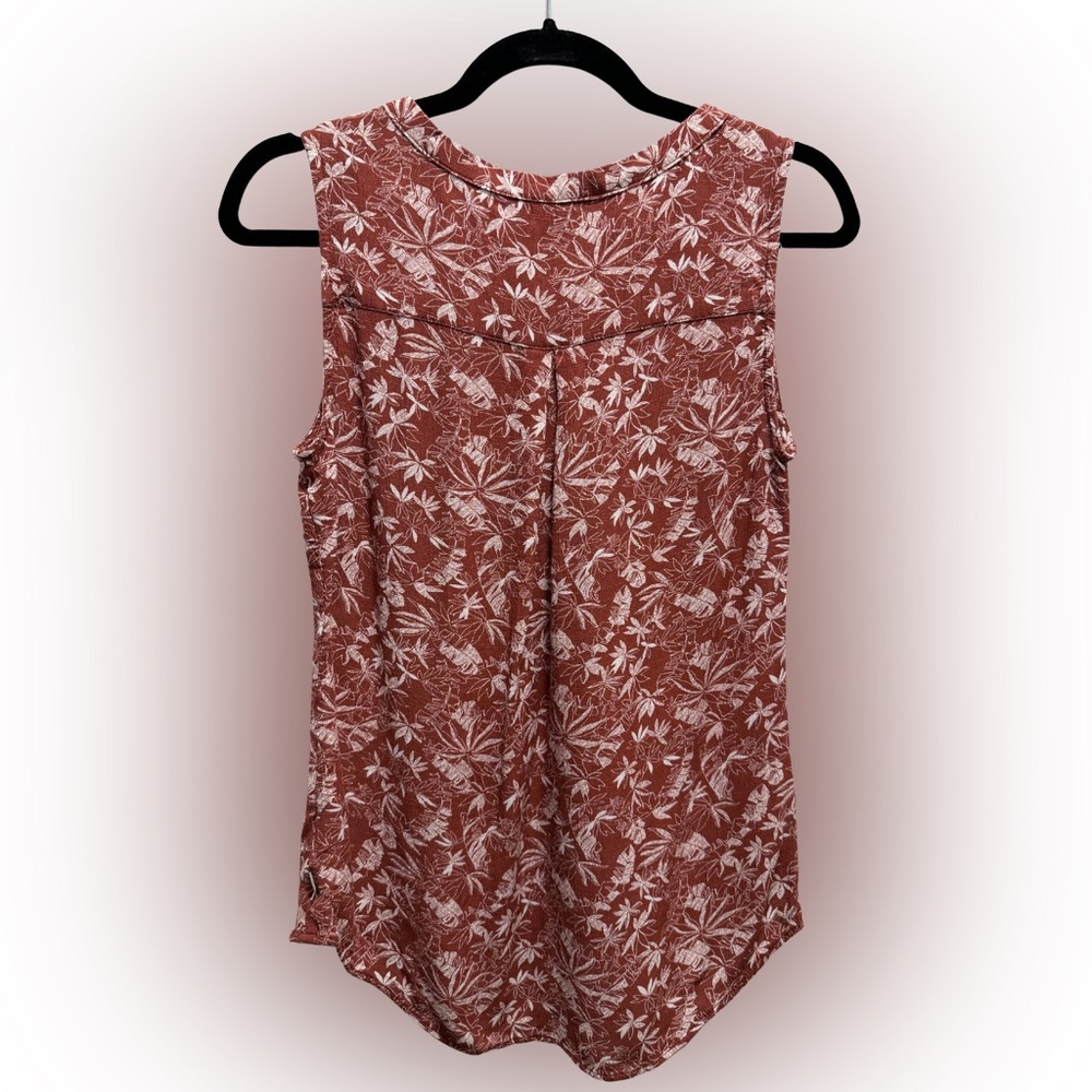 Eddie Bauer Shirt Womens Size S Brown Rivierah Tank Top Palm Print Blouse - Picture 4 of 7